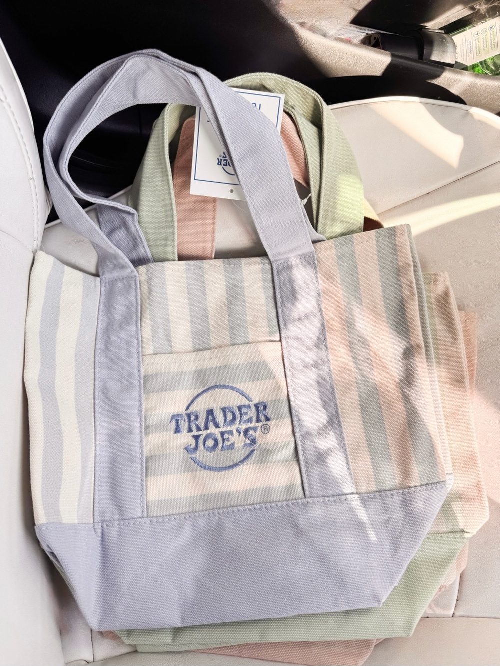 Trader Joe's Blue Stripped Tote Bag